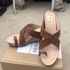 Brown wedge sandals